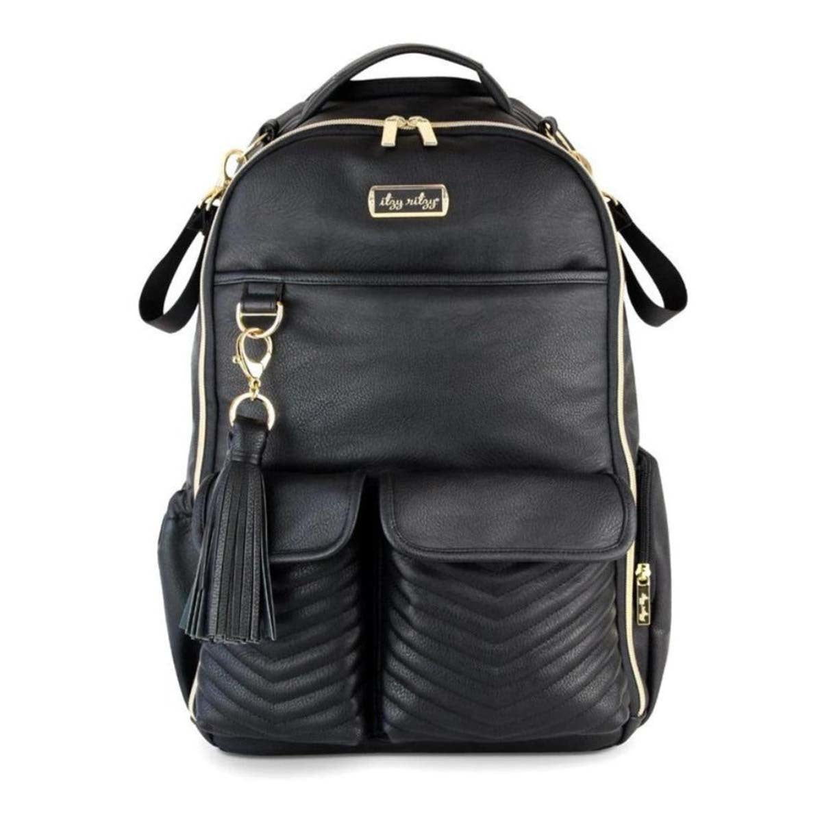 black leather backpack diaper bag Itzy Ritzy Boss Backpack Diaper Bag