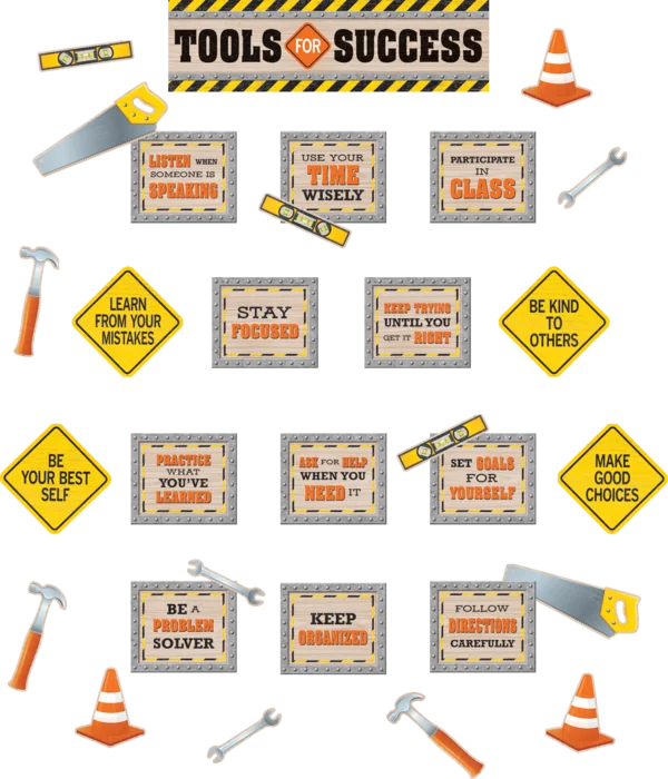 Bacheca Motivazionale Under Construction 'Tools For Success' | Kit Da 31 Pezzi Per Ufficio E Team Building