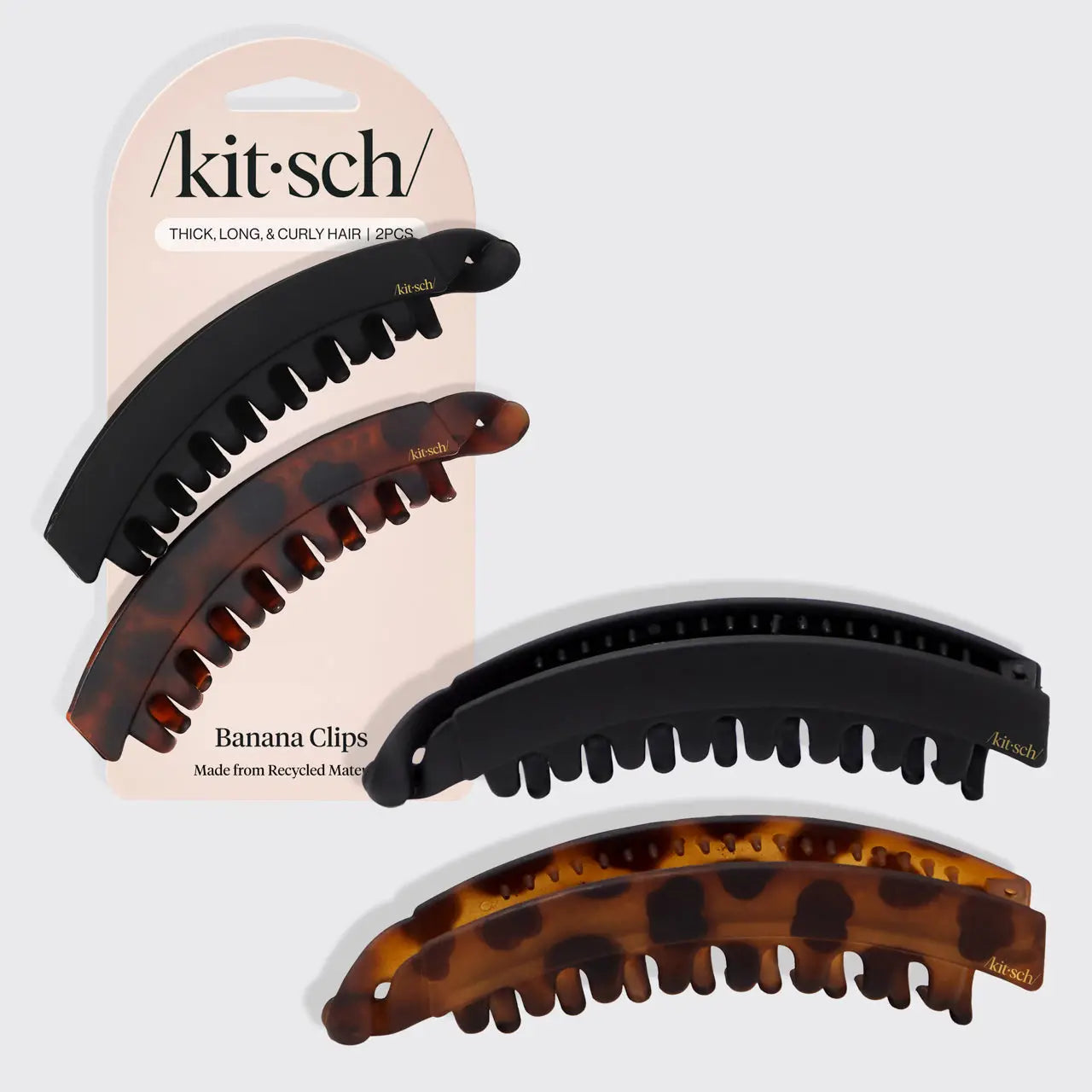 Kitsch Banana Clip 2pc- Black & Tort