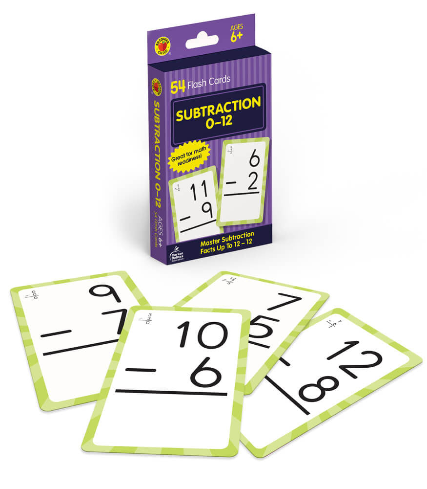 Subtraction 0-12 Flash Cards Grade 1-3