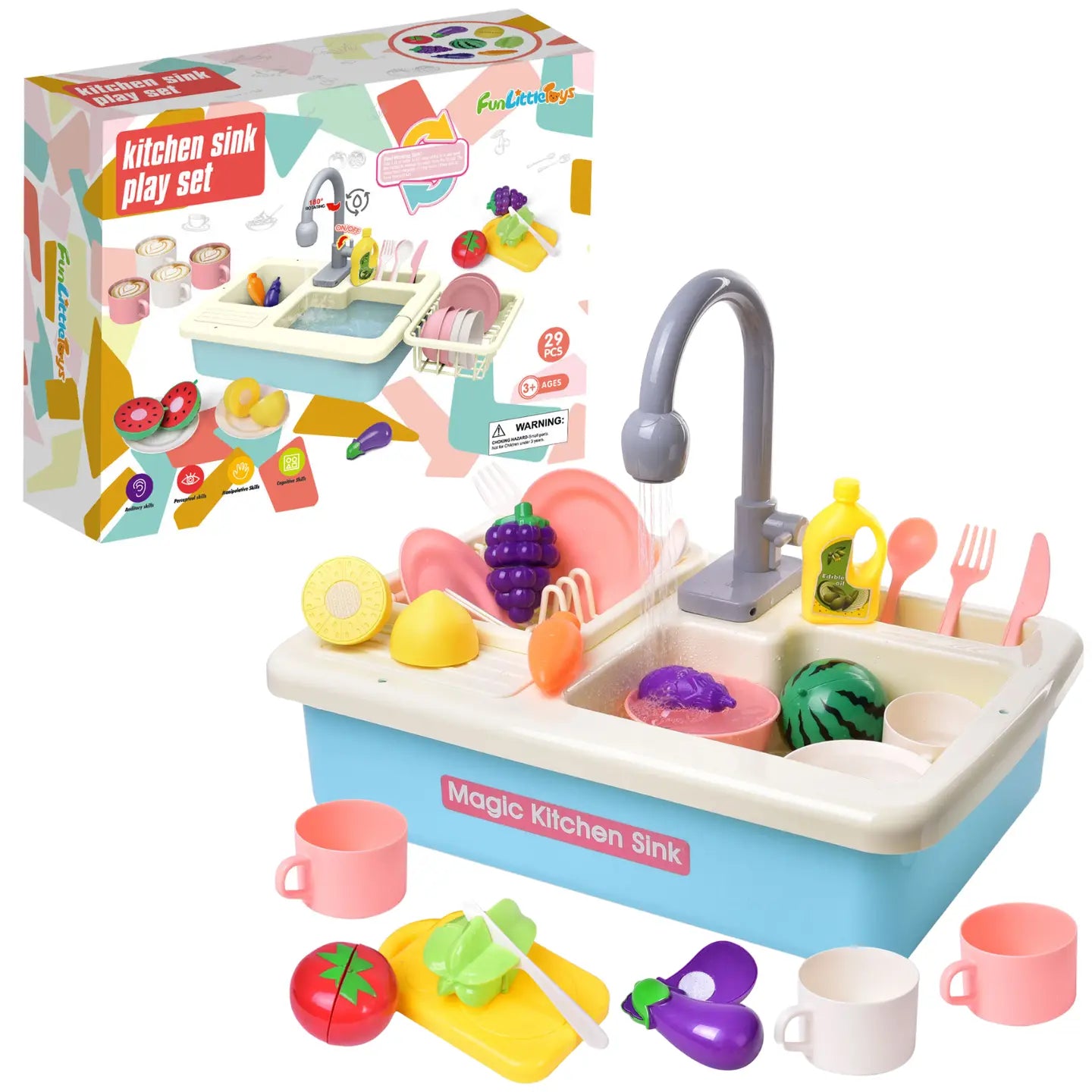 Pretend Play Sink with Toy Food