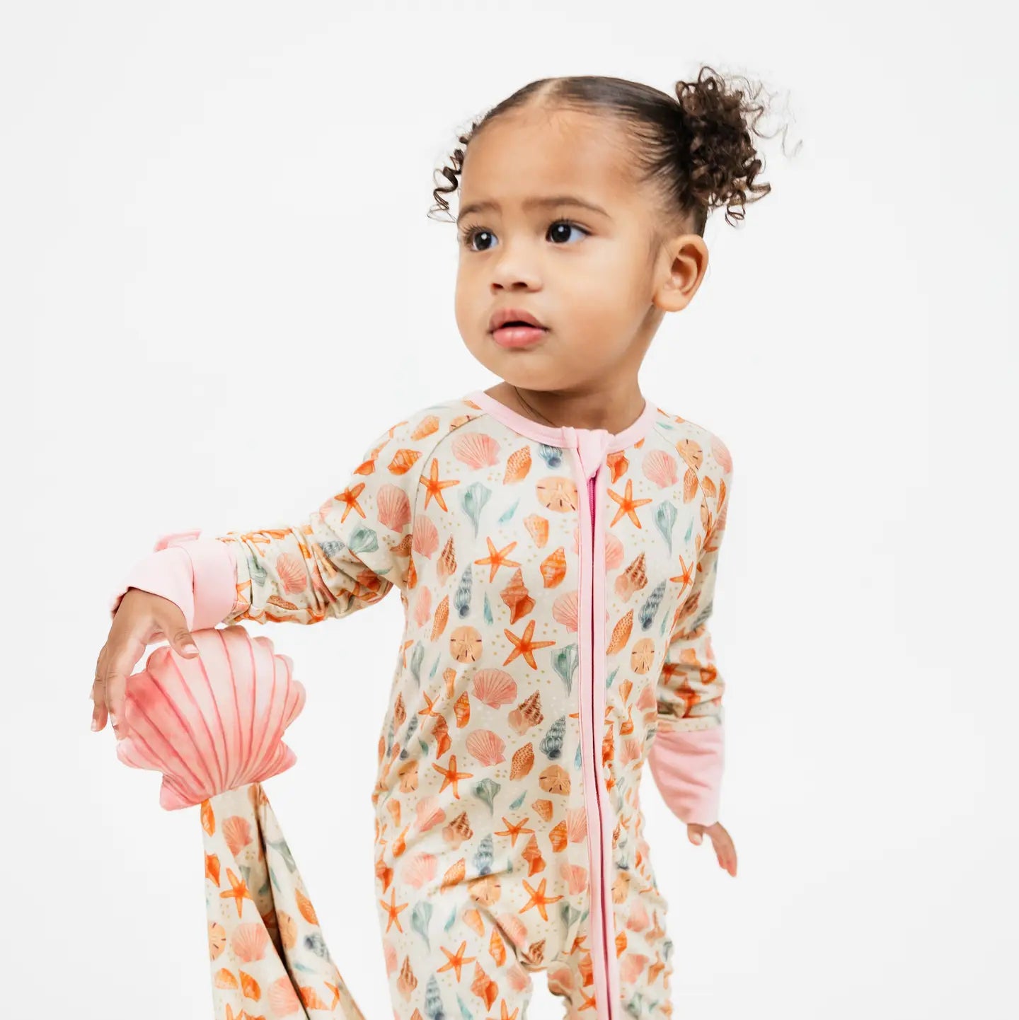Sandy Seashells Beachy Bamboo Convertible Baby Pajamas