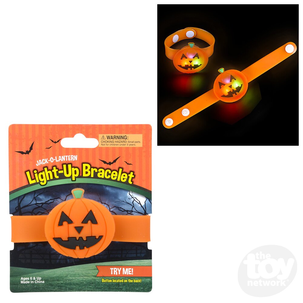 8.5" Light-Up Jack-O-Lantern Snap Bracelet