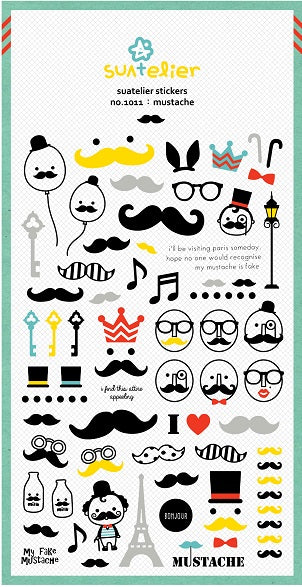 Mustache Glitter Stickers