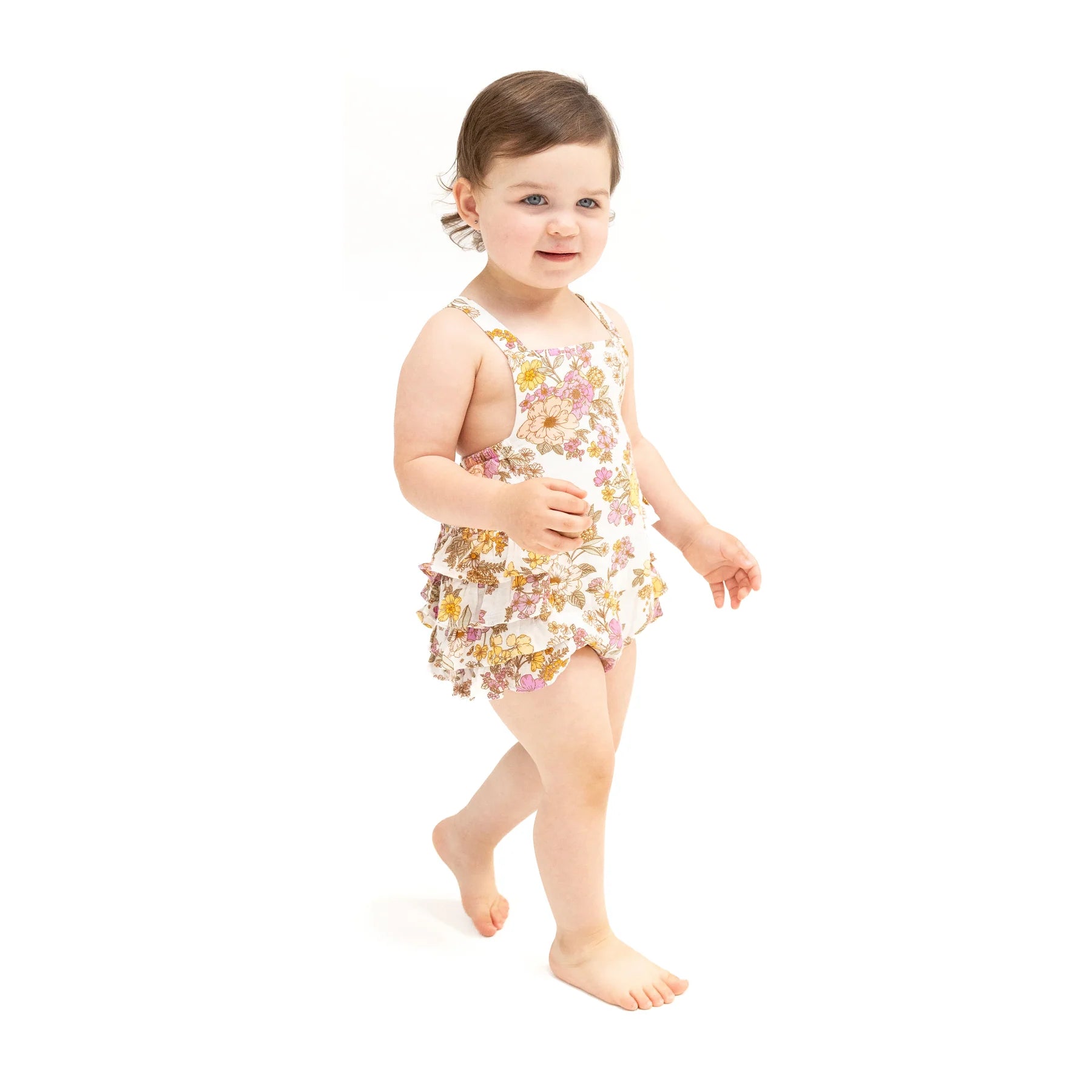 Angel Dear Anna Mae Floral Ruffle Sunsuit