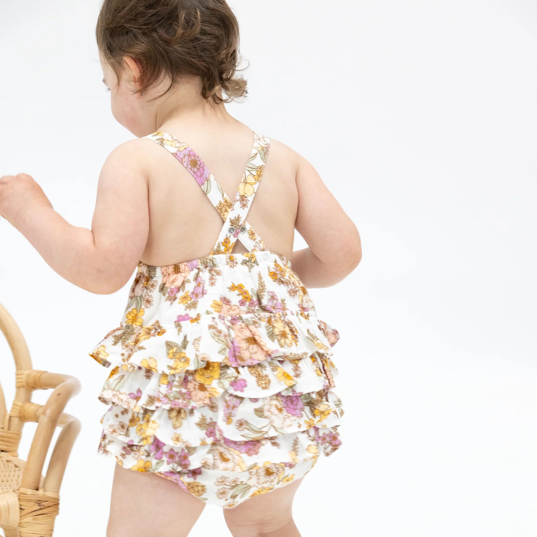 Angel Dear Anna Mae Floral Ruffle Sunsuit