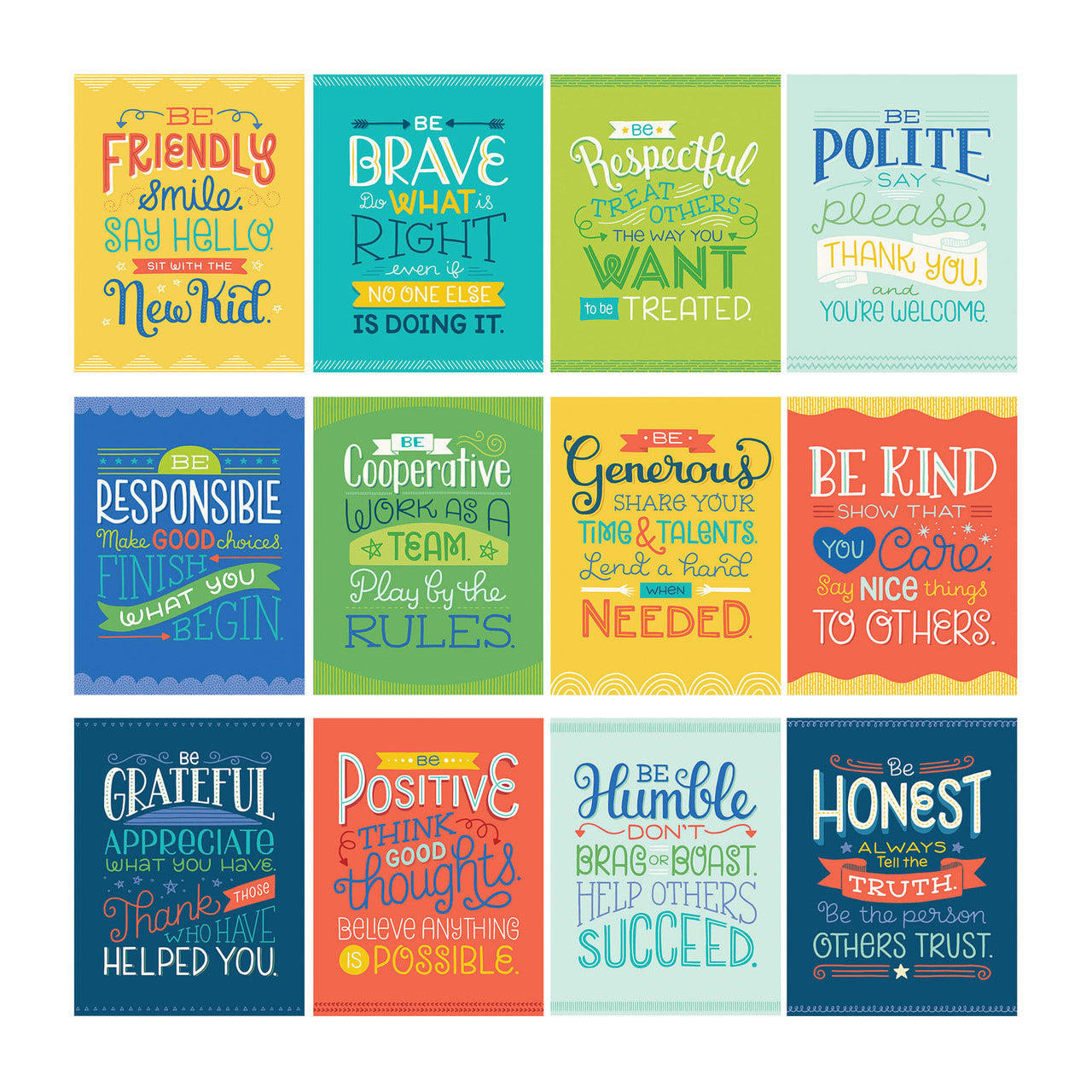 Positive Character Traits Mini Poster Set