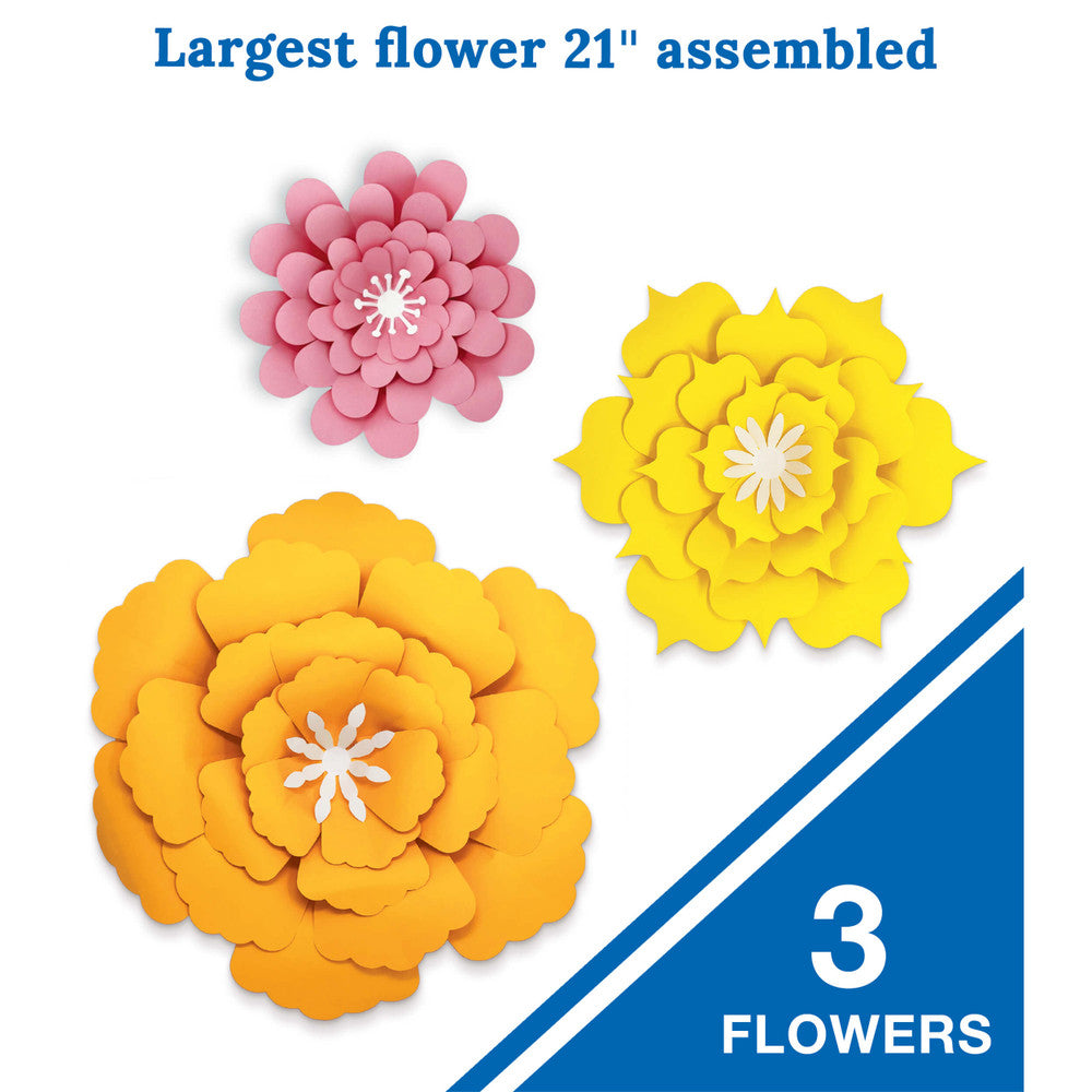 Orange, Yellow, Pink Paper Flowers Dimensional Accent