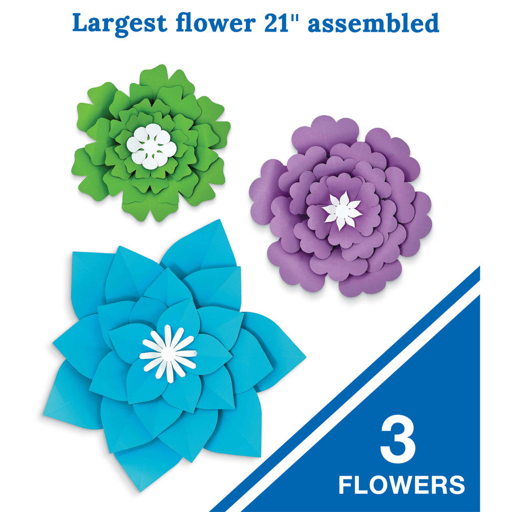 Blue, Purple, Green Paper Flowers Dimensional Accent