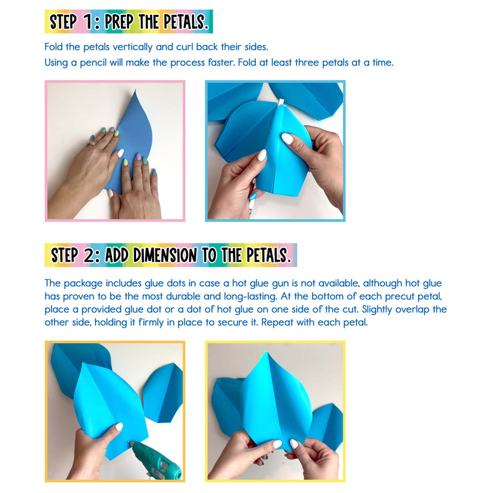 Blue, Purple, Green Paper Flowers Dimensional Accent