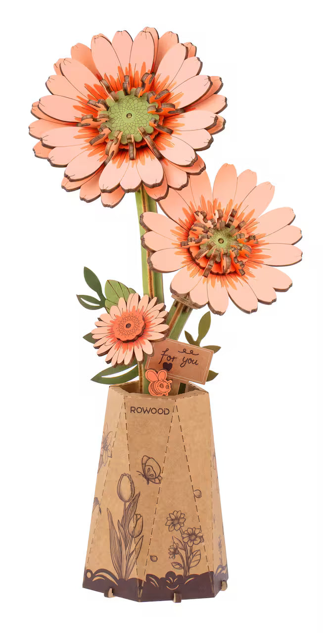 Wooden Craft Kit - Light Orange Gerber Daisy