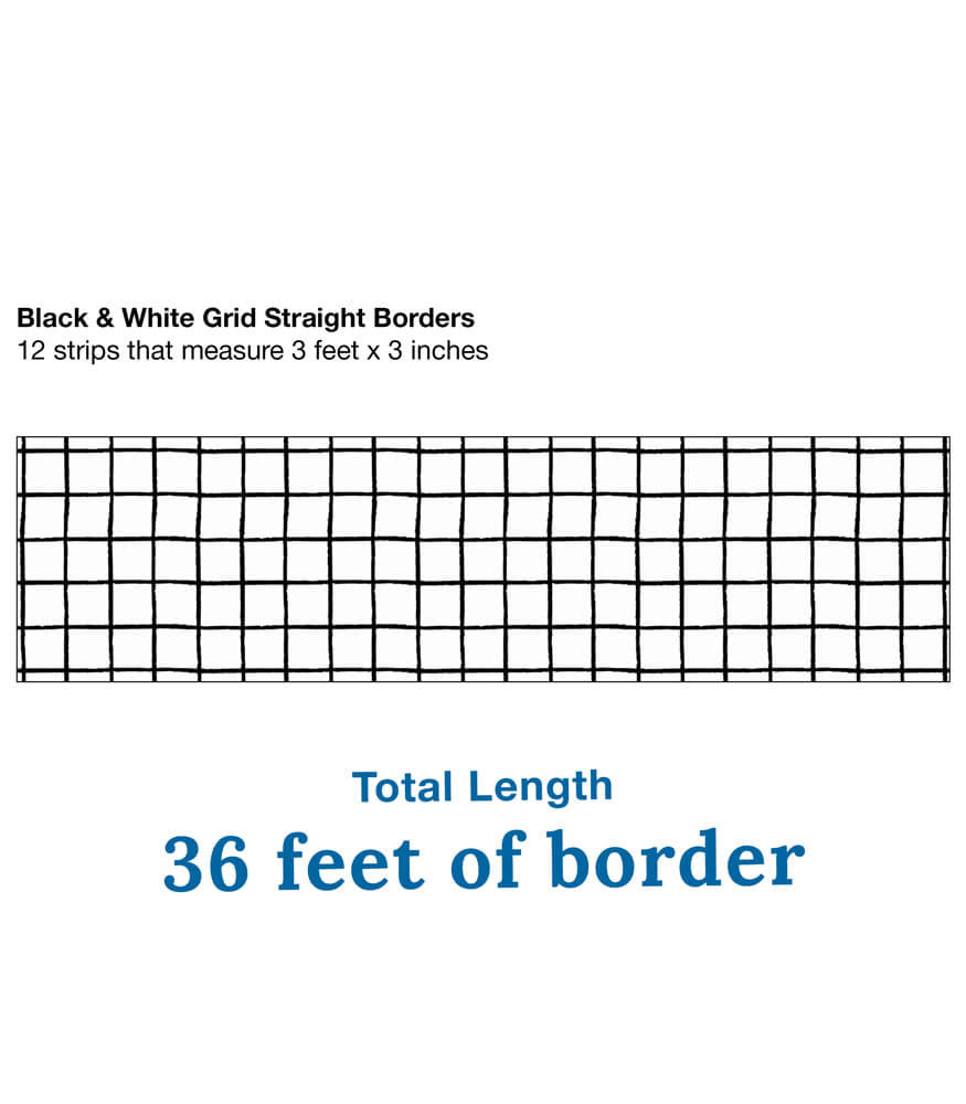 Creatively Inspired Black & White Grid Straight Bulletin Board Borders