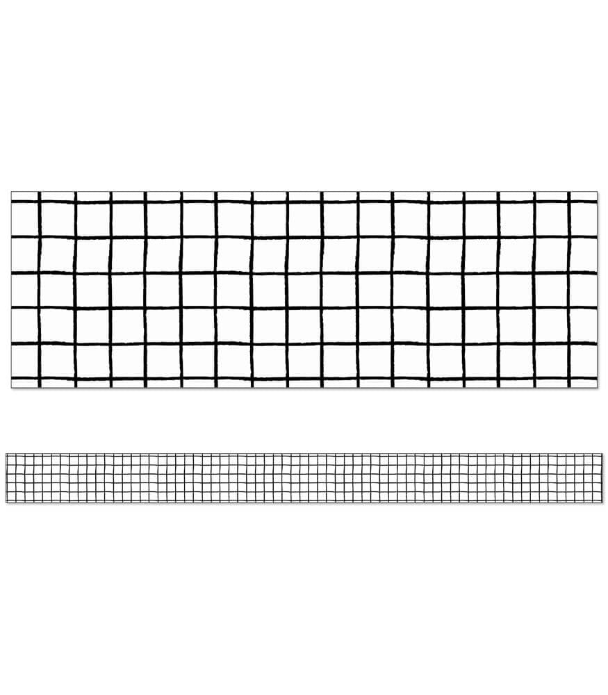 Creatively Inspired Black & White Grid Straight Bulletin Board Borders