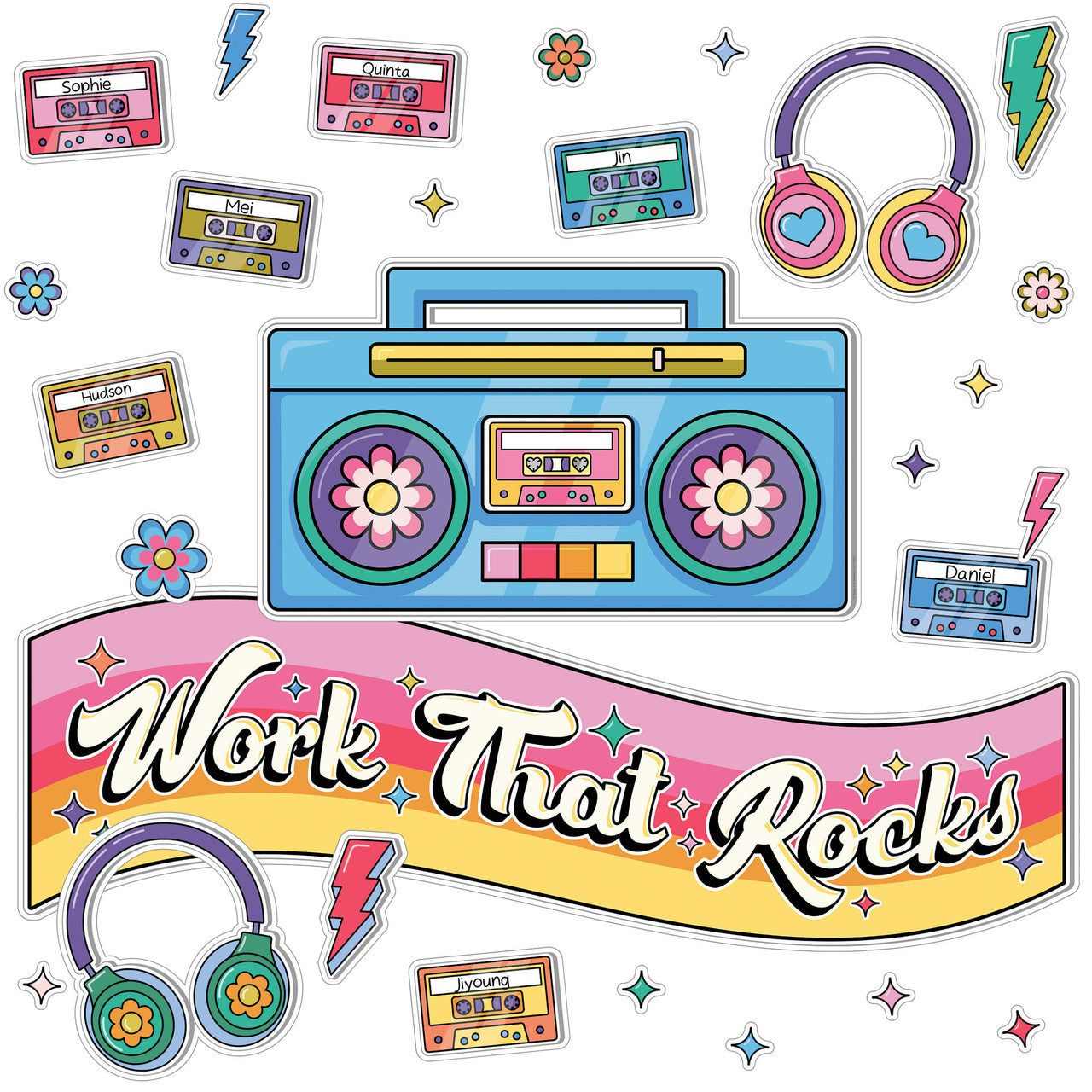 Retro Remix Work That Rocks Bulletin Board Set