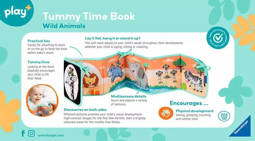 Wild Animals Tummy Time Book