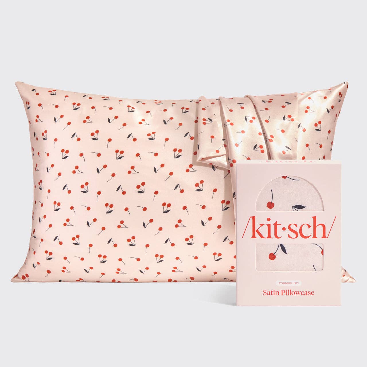 Kitsch Cherry Print Satin Pillowcase