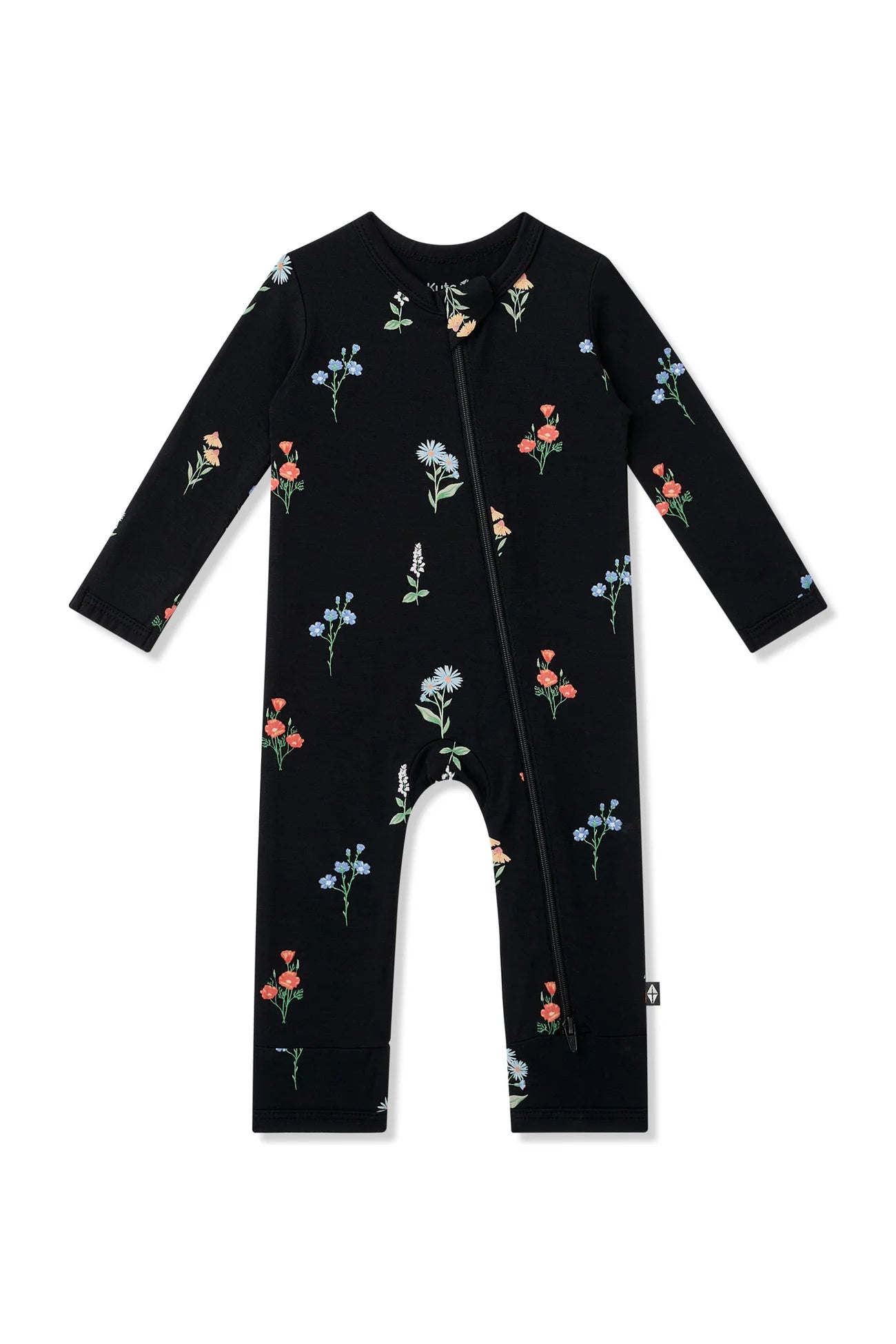 Kyte Baby Zippered Romper in Midnight Wildflower