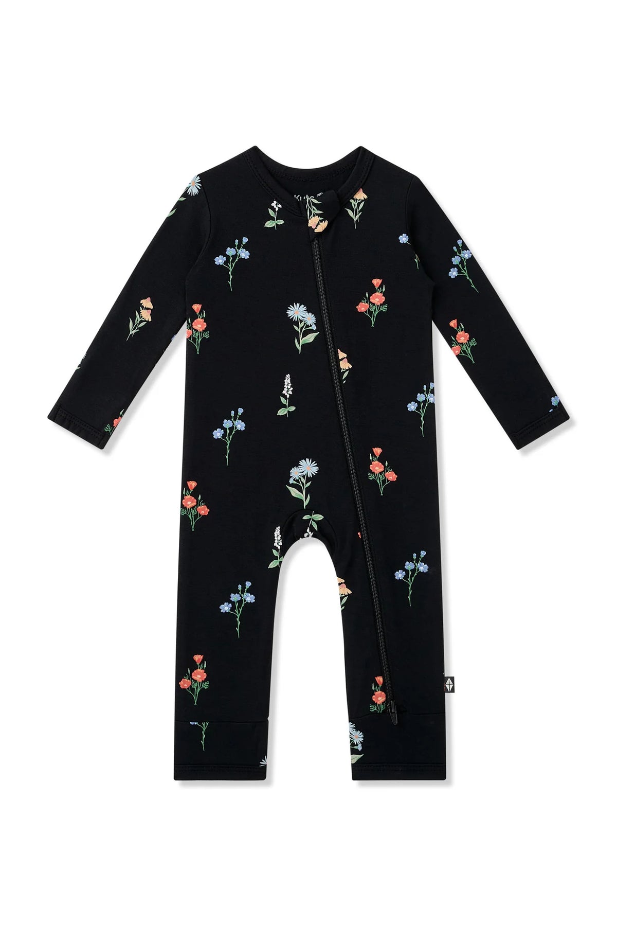 Kyte Baby Zippered Romper in Midnight Wildflower