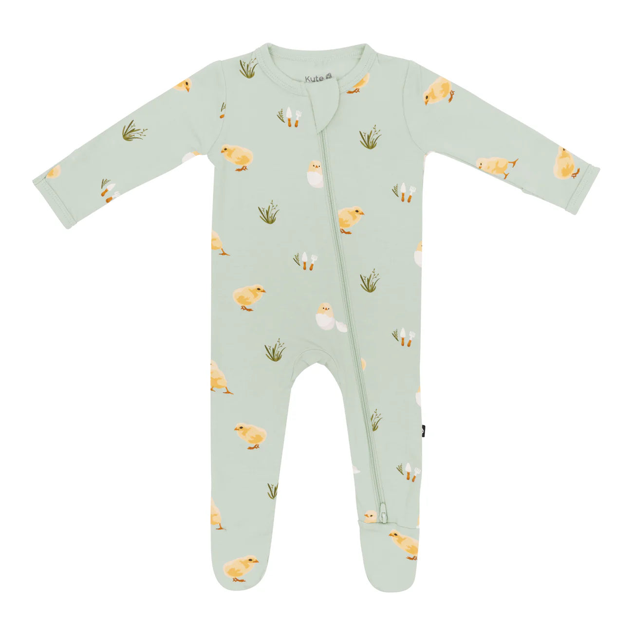 Kyte Baby Easter Zippered Footie in Aloe Chick - Size Newborn