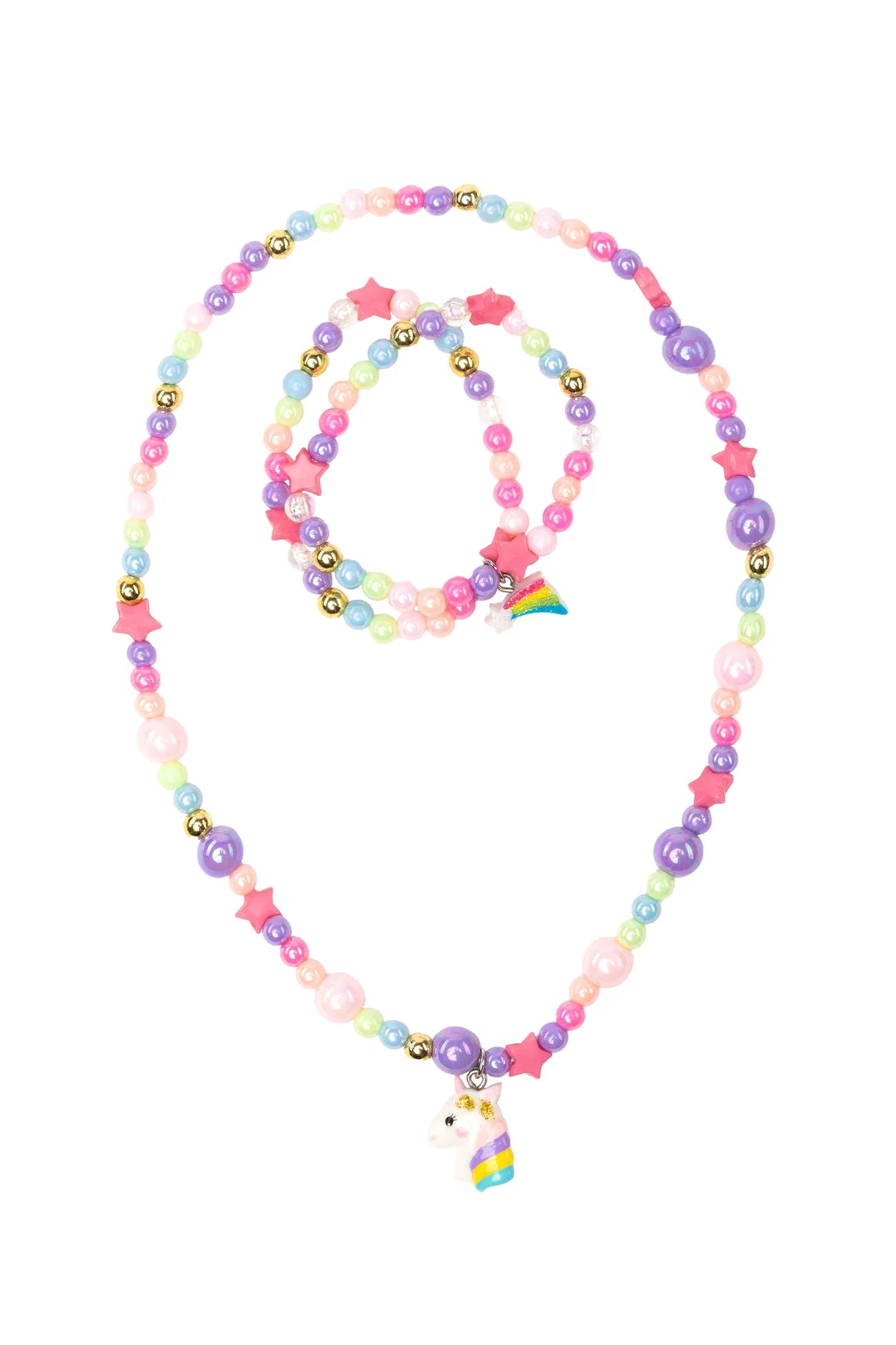Cheerful Starry Unicorn & Bracelet Set
