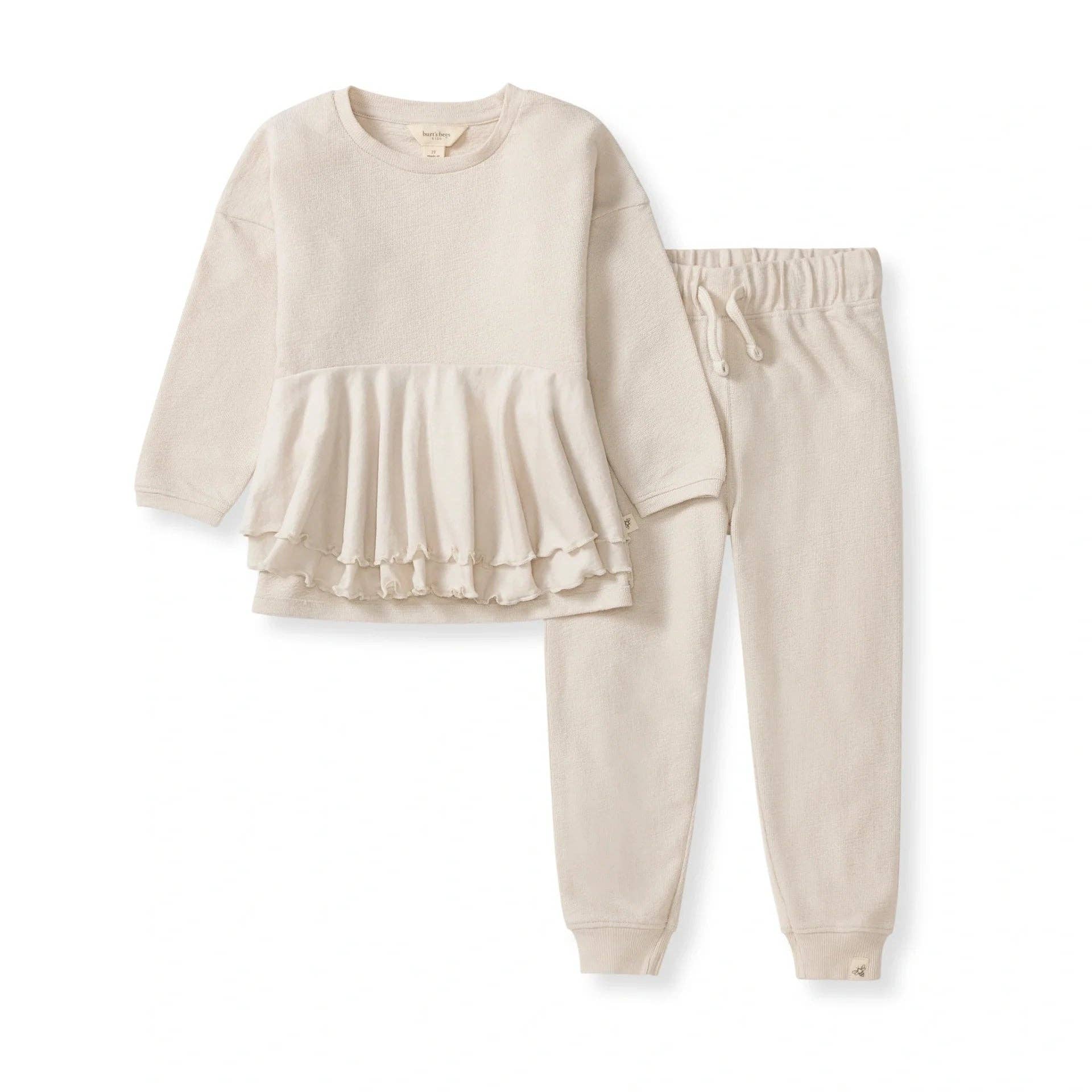 Burt's Bees Organic Cotton Toddler Textured Knit Sweatshirt & Pants Set