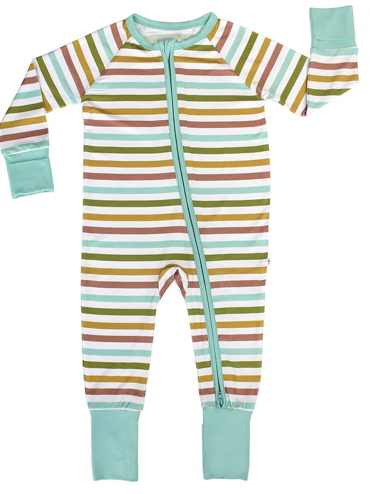 Spring Stripes Bamboo Convertible Footie Pajamas