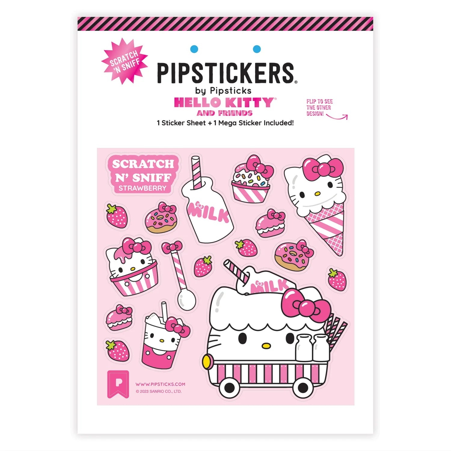 Hello Kitty Milk Cart Strawberry Scratch N Sniff Stickers