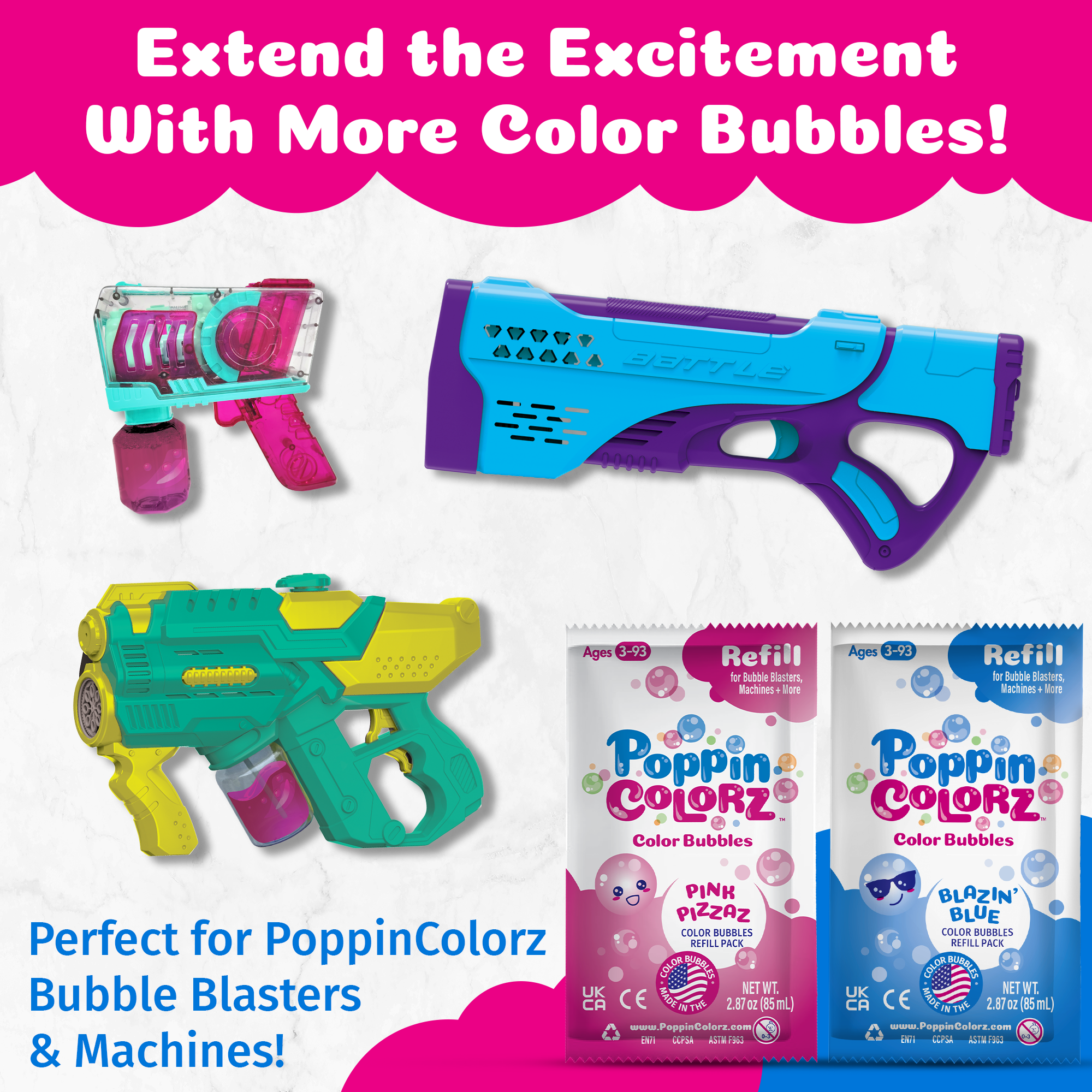 PoppinColorz Color Bubbles - 8-pack Refills