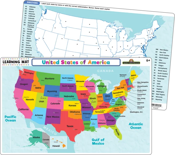United States Map Learning Mat