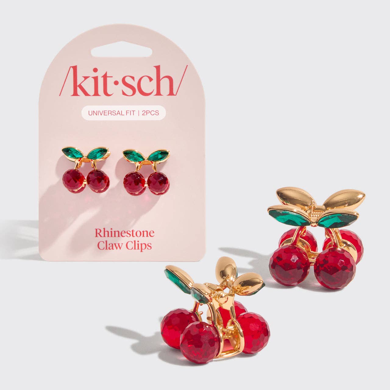 Kitsch Cherry Mini Rhinestone Claw Clips 2pc Set
