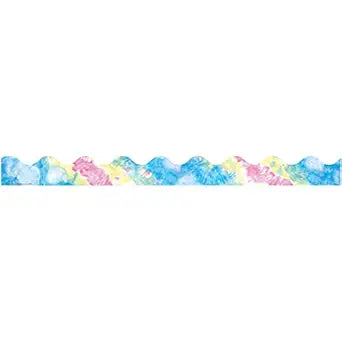 Fluorescent Tie-Dye Scalloped Border