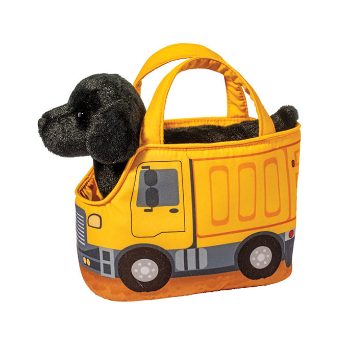 Construction Truck Pet Sak with Black Lab