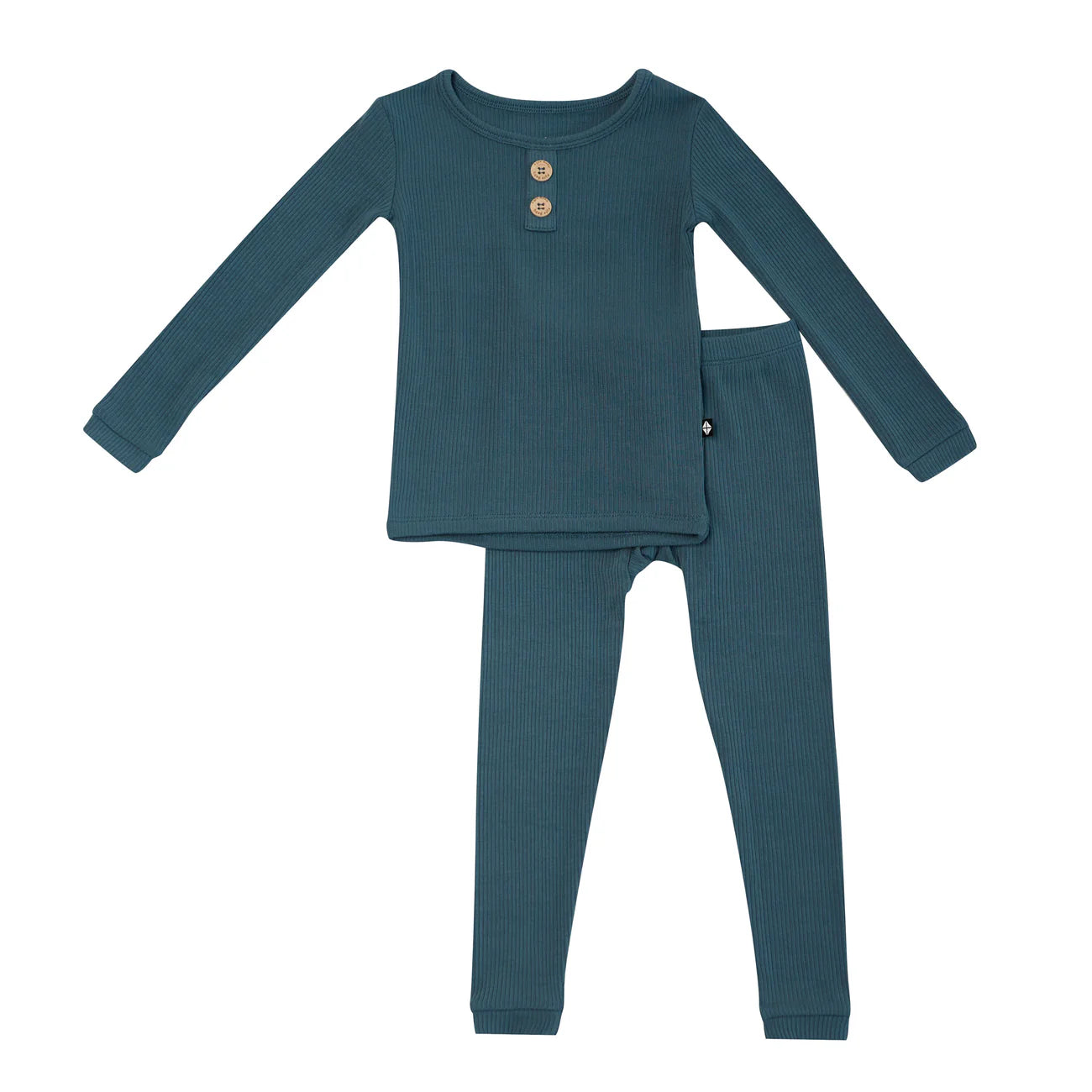 Kyte Baby Ribbed Henley Set in Atlantic