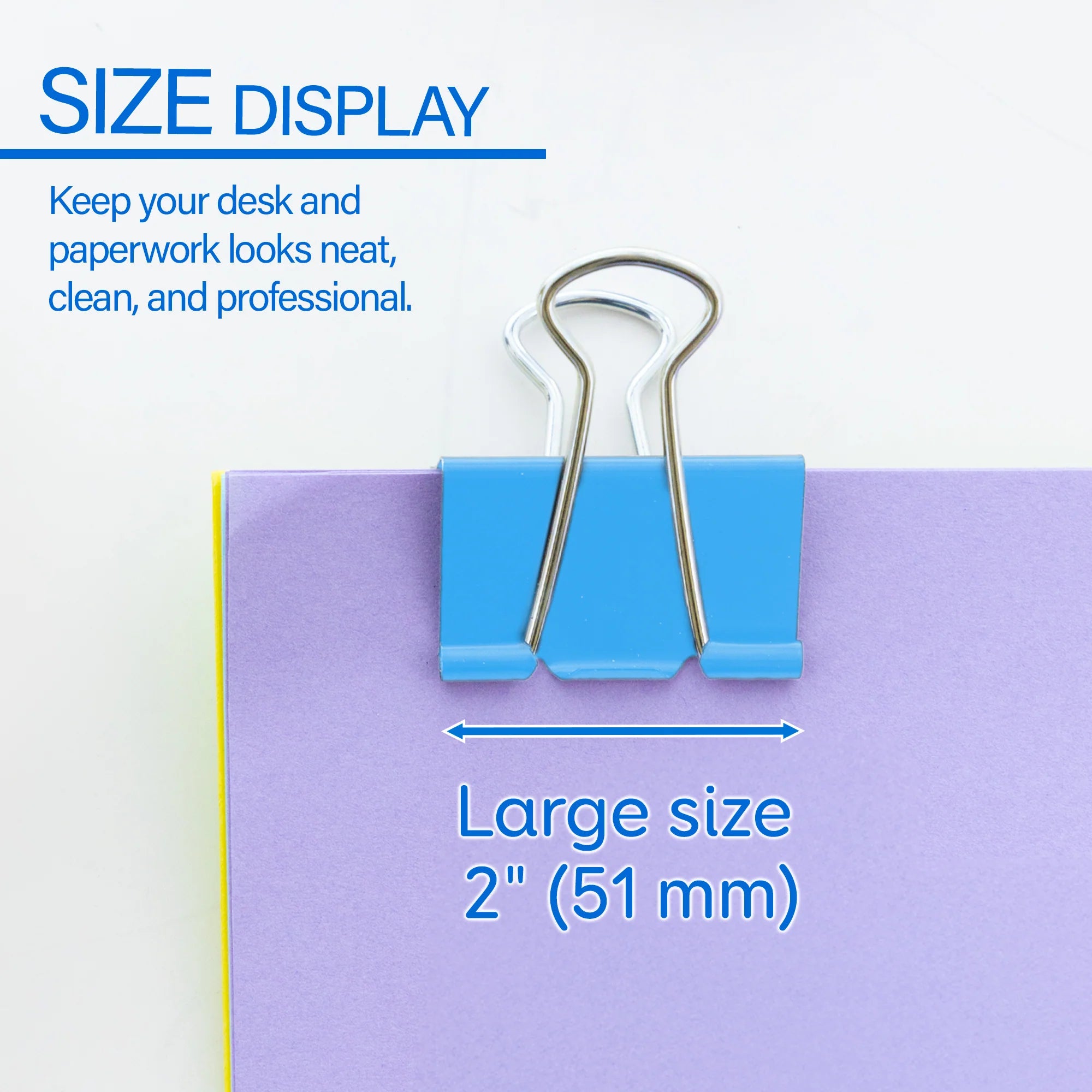 Large 2" Assorted Color Binder Clip (4/Pack)