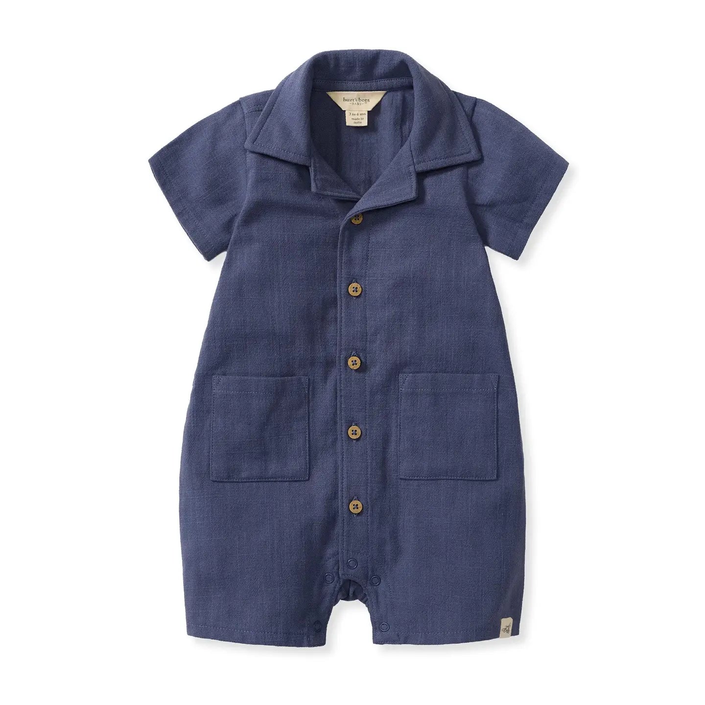 Burt's Bees Check Gauze Baby Boy Romper