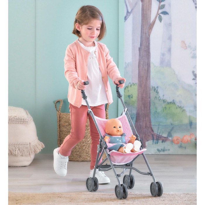 Corolle Umbrella Doll Stroller - Pink Stripe