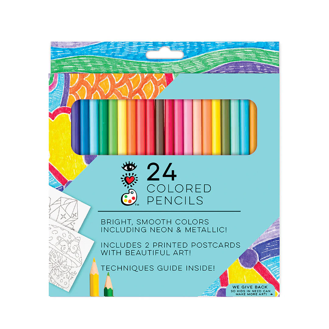 iHeartArt Set of 24 Colored Pencils with 2 Postcards