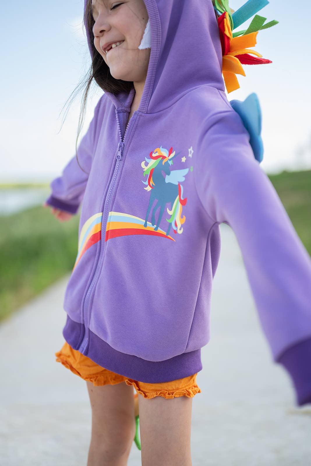 Purple Rainbow Unicorn 3D Toddler and Kids Hoodie