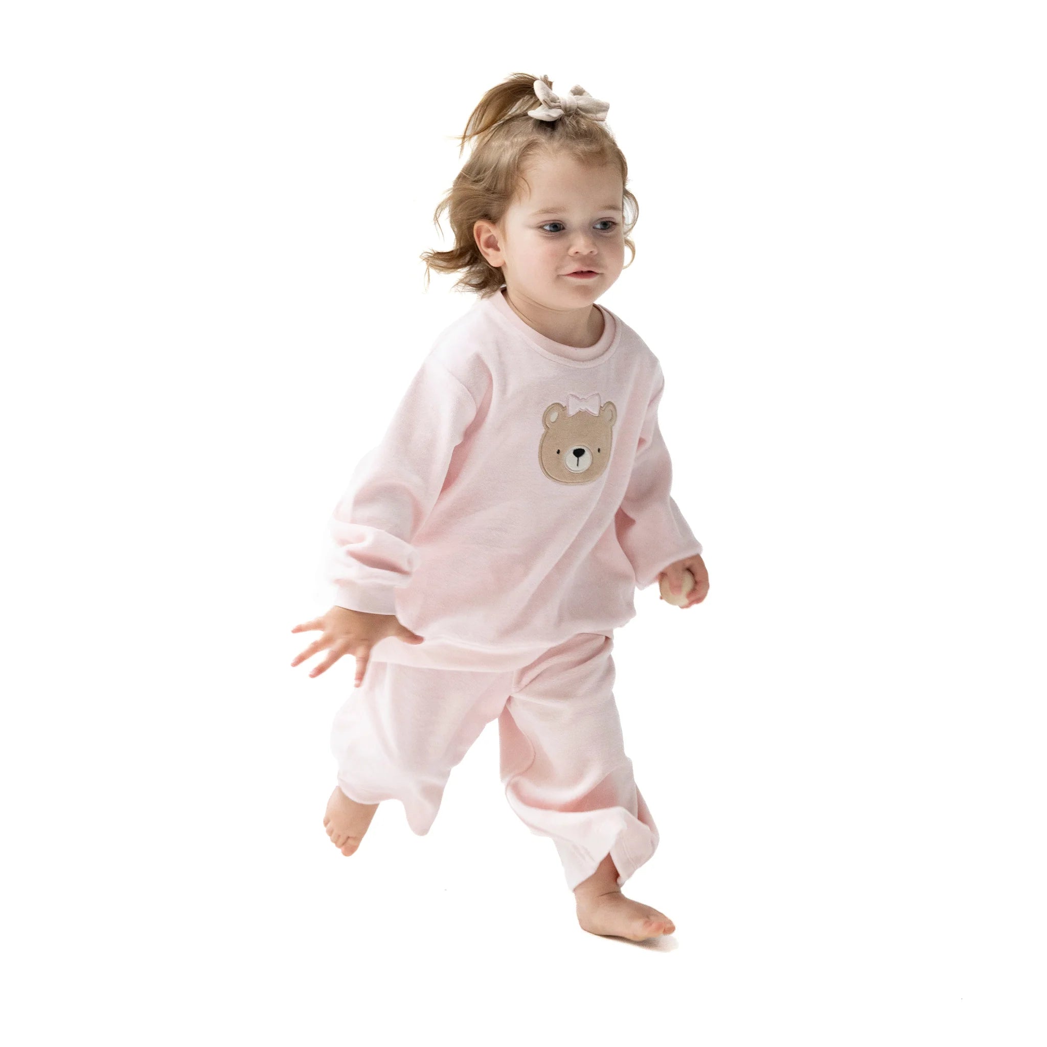 Angel Dear Velour Teddy Bear Oversized Shirt with Wide Leg Pant Set