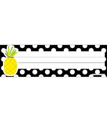 Simply Stylish Tropical Pineapple Polka Dot Nameplates