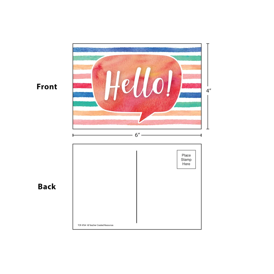 Watercolor Hello Postcards