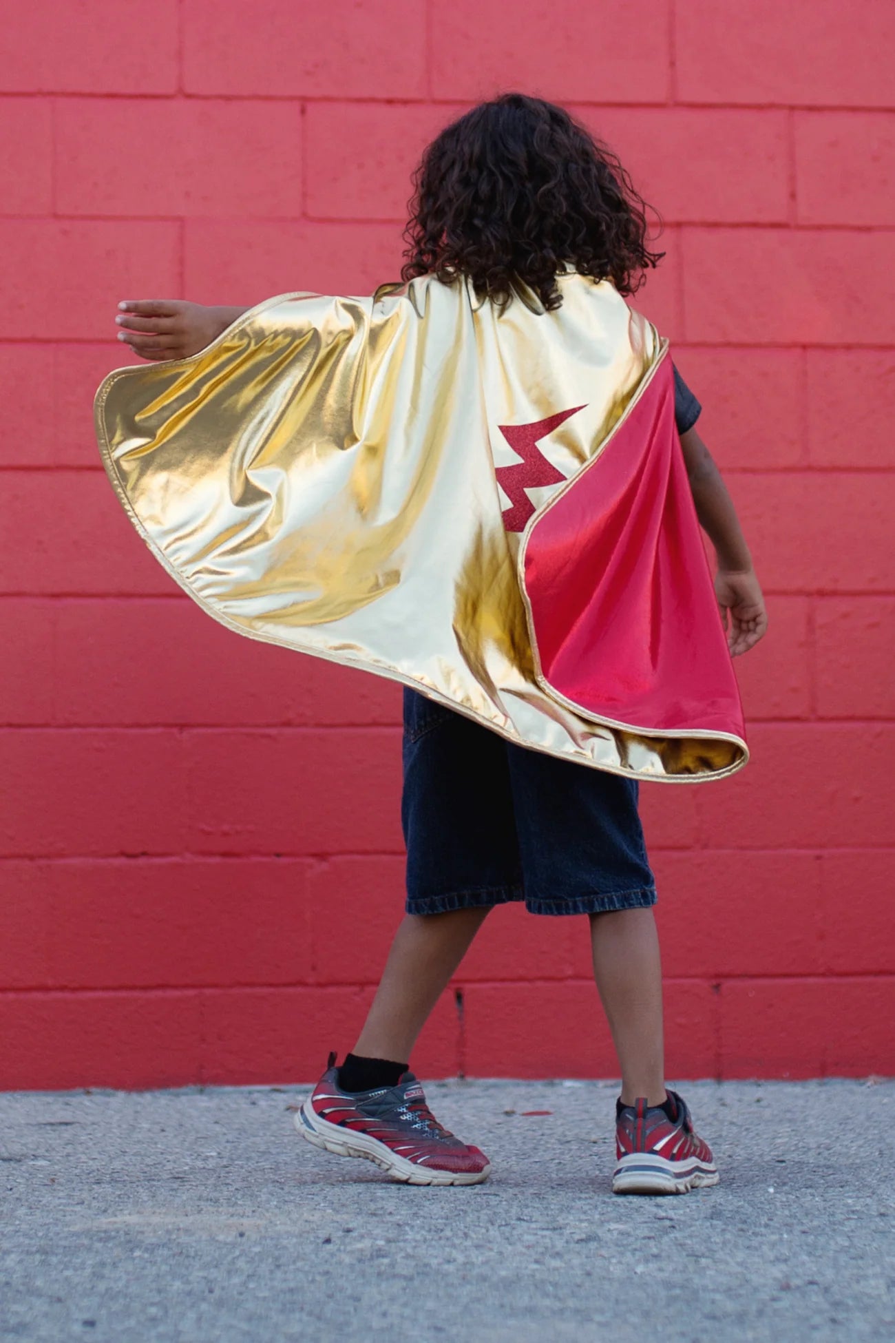 Red & Gold Reversible Wonder Cape, Size 5-6