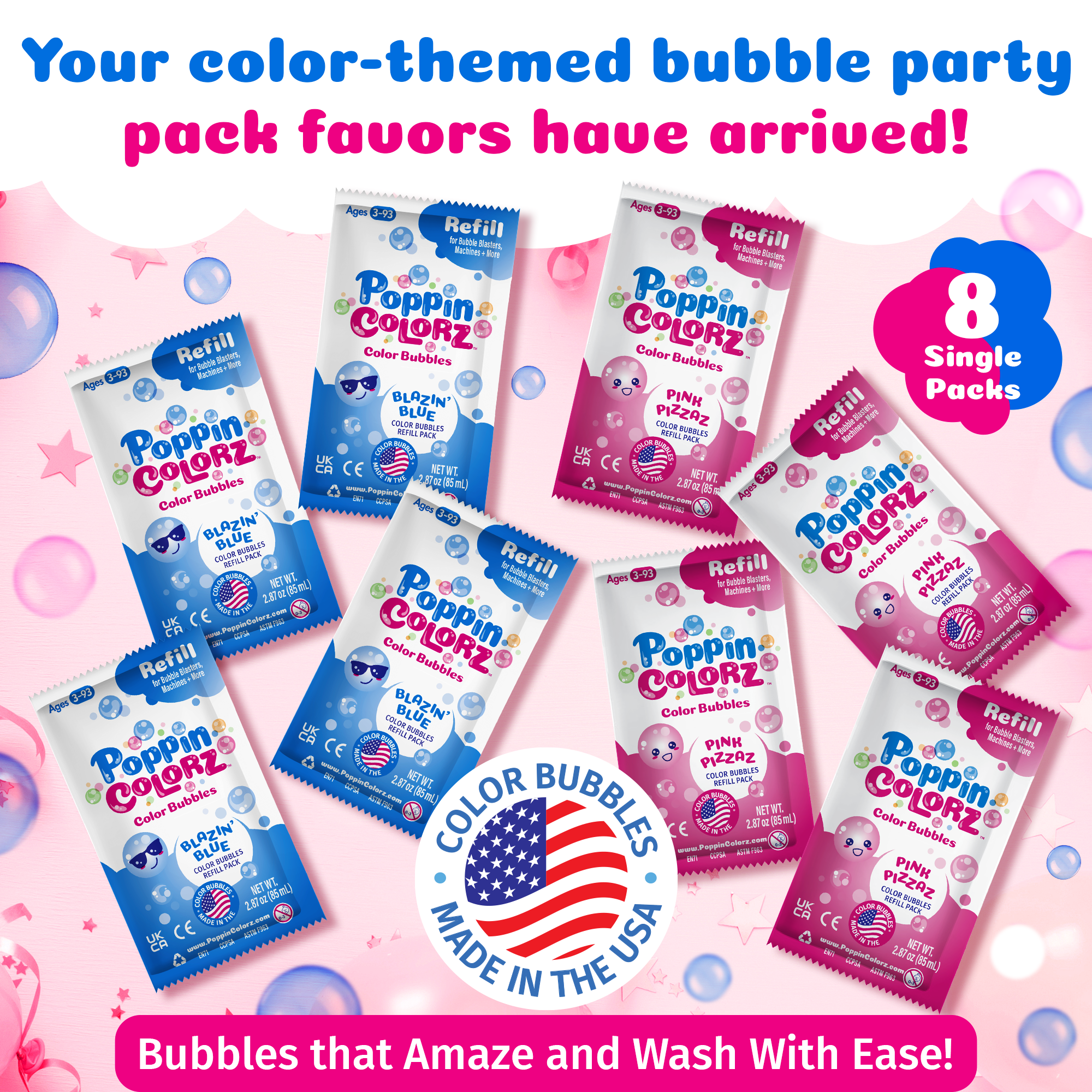 PoppinColorz Color Bubbles - 8-pack Refills