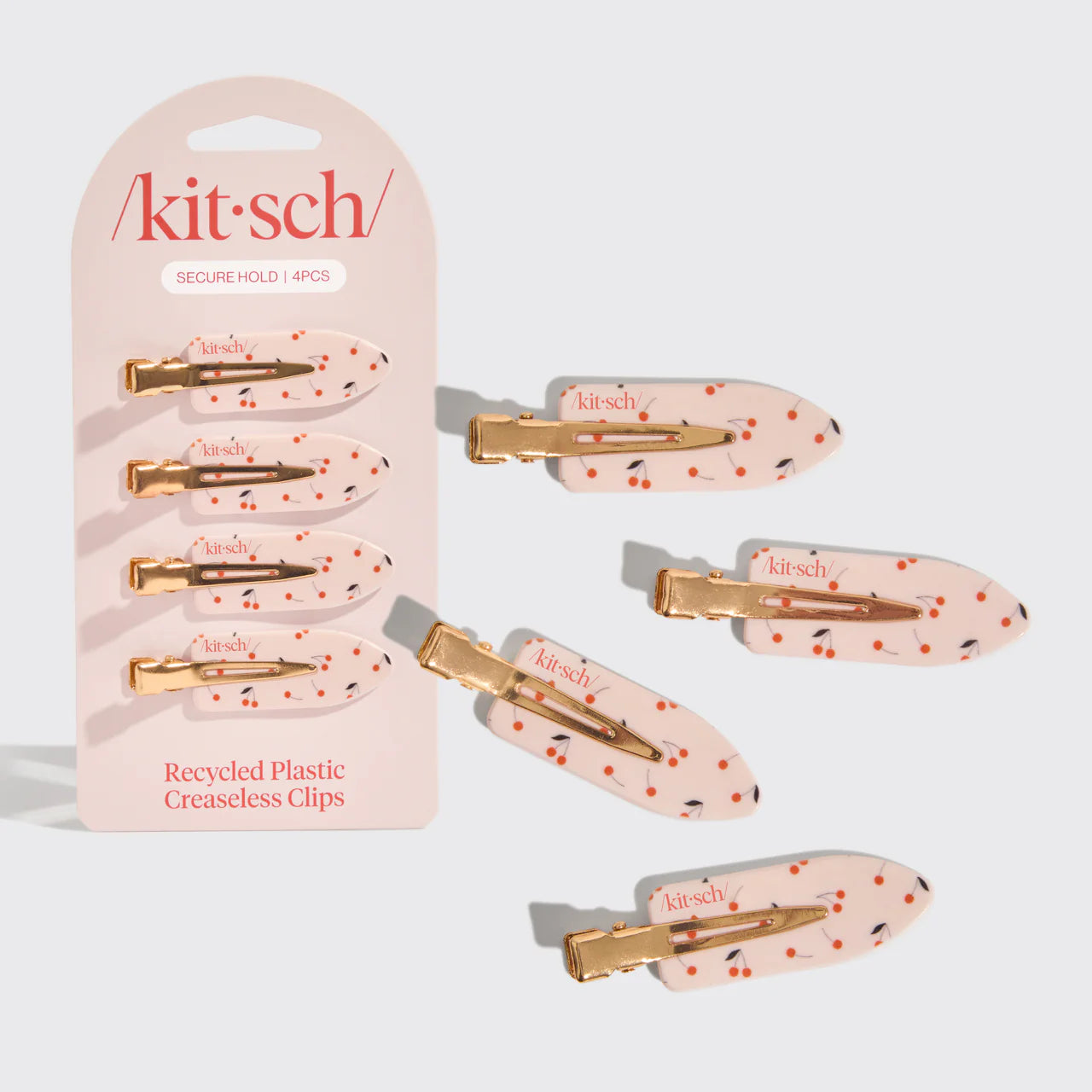 Kitsch Cherry Print Creaseless Clips 4pc Set