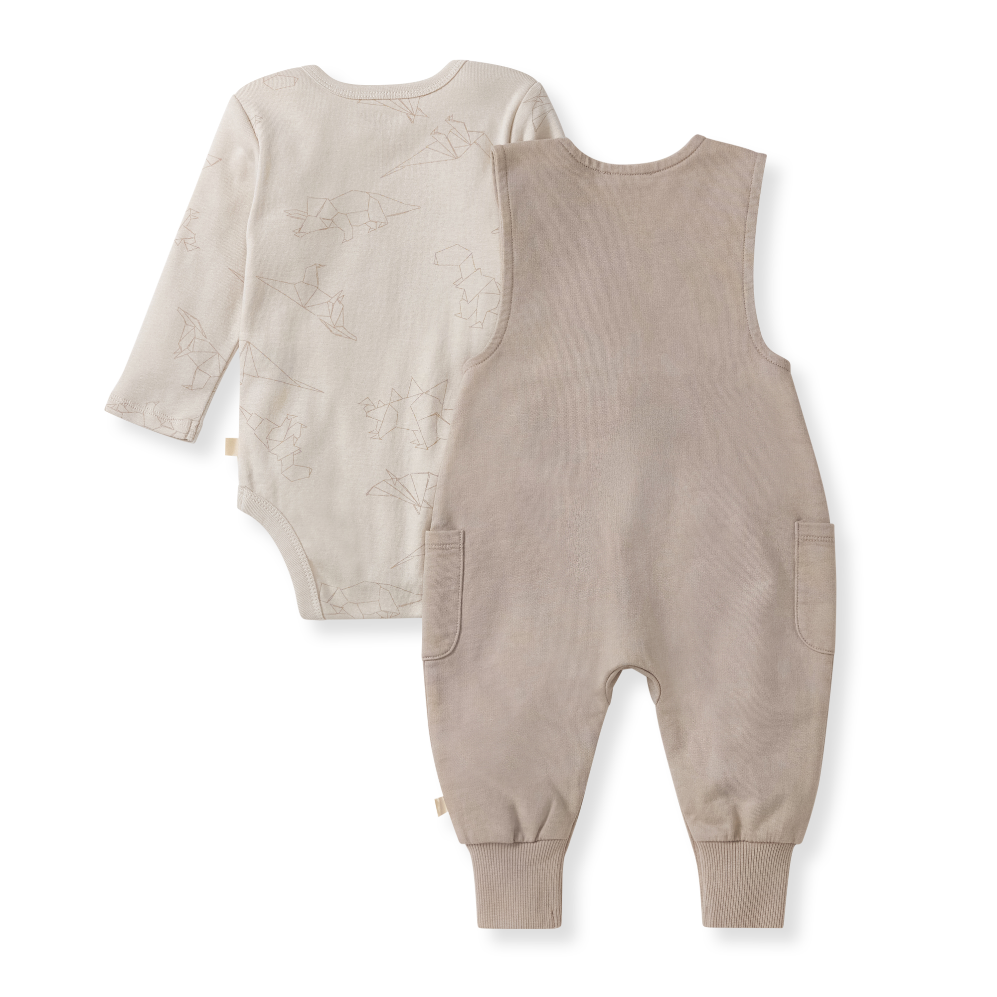 Burt's Bees Organic Cotton Origami Dinos Baby Bodysuit & Jumpsuit Set