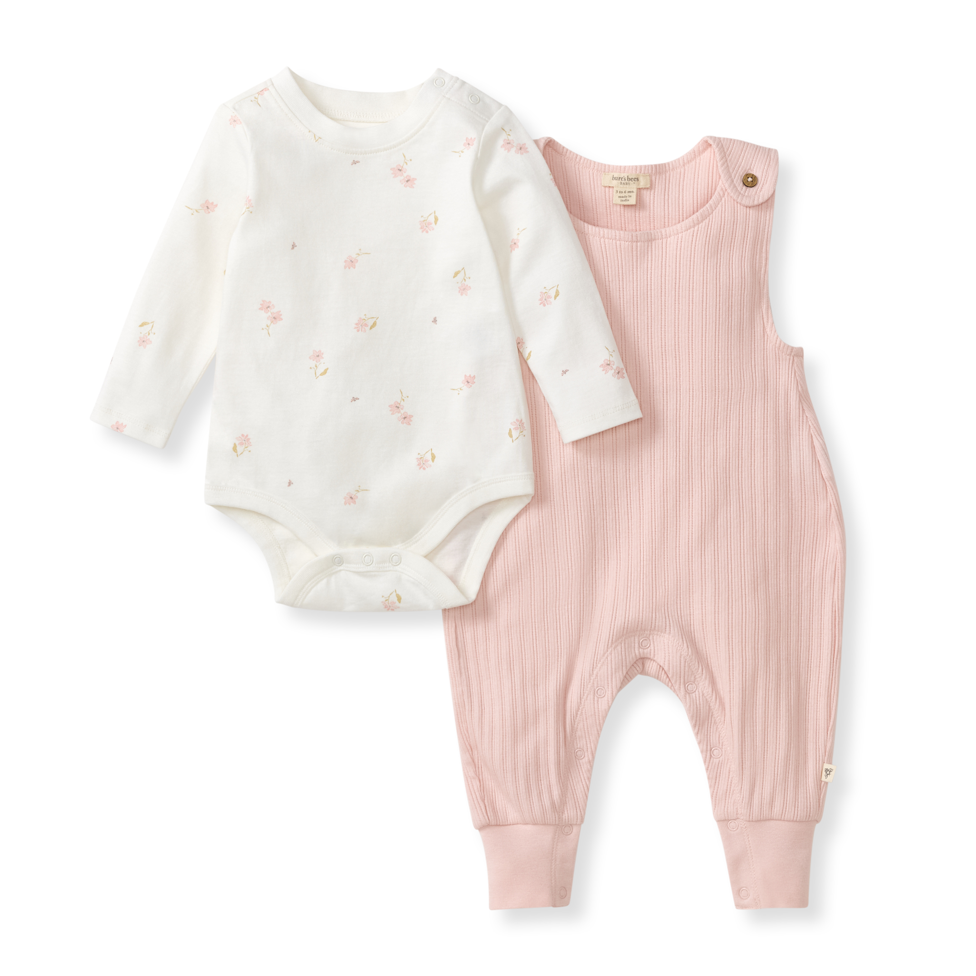 Burt's Bees Organic Cotton Floral Bodysuit & Jumpsuit Baby Set