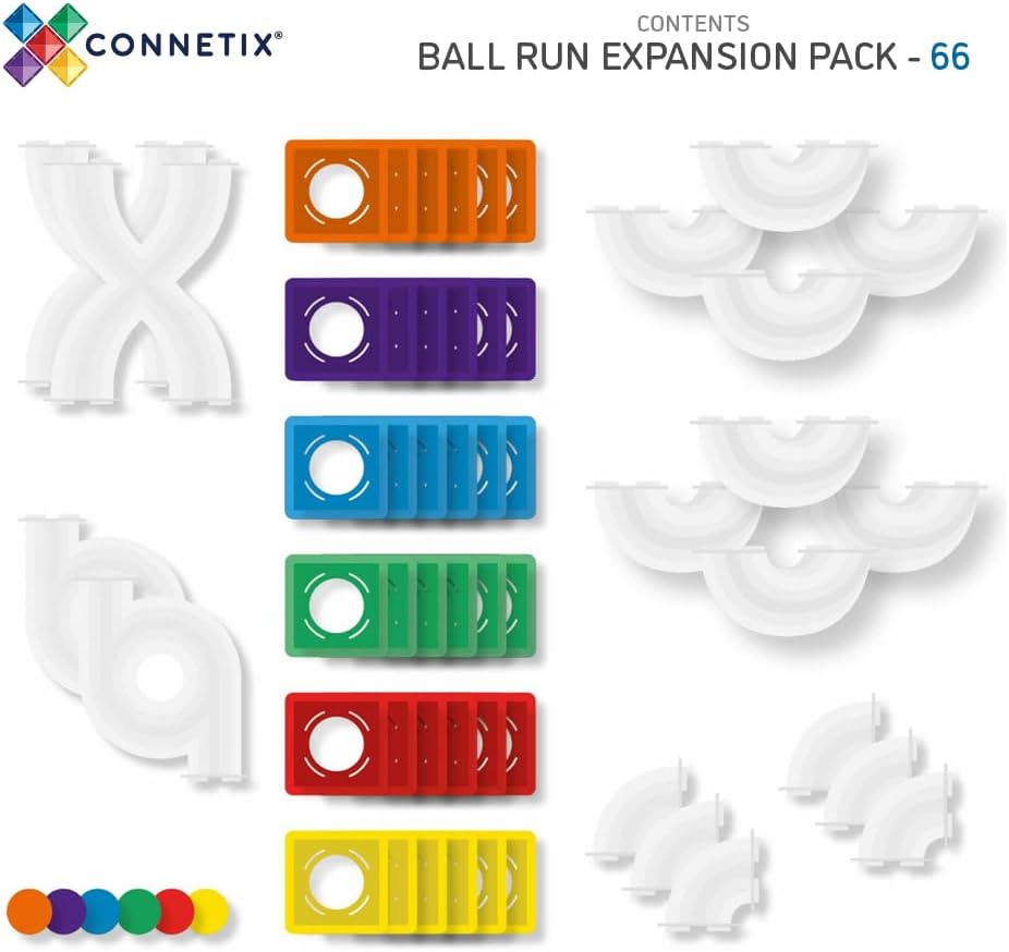Connetix Rainbow Ball Run Expansion Pack - 66 Pieces