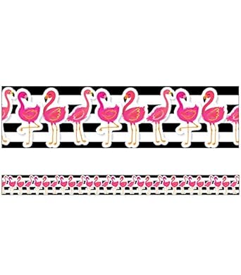 Simply Stylish Tropical Flamingos Straight Borders