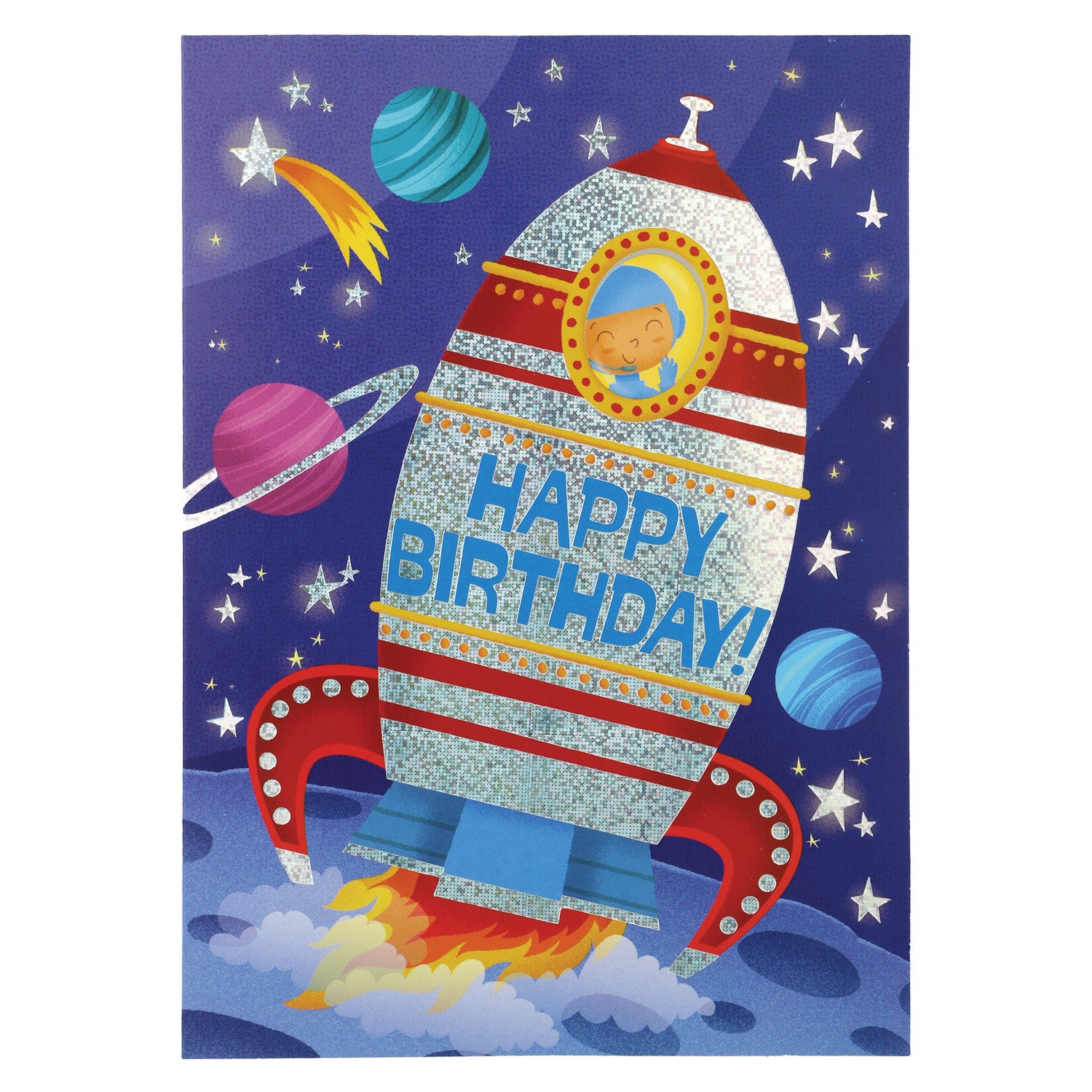 Spaceship Foil Birthday Card