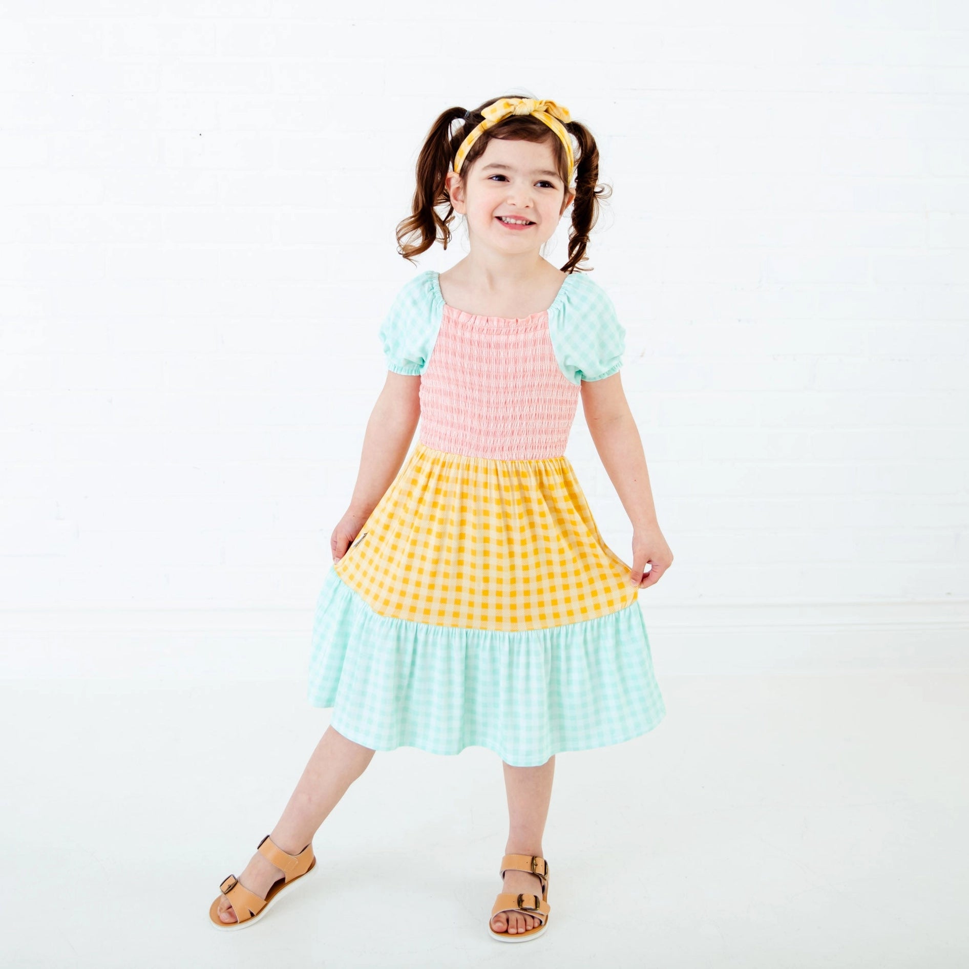 Tri-Color Smocked Dress